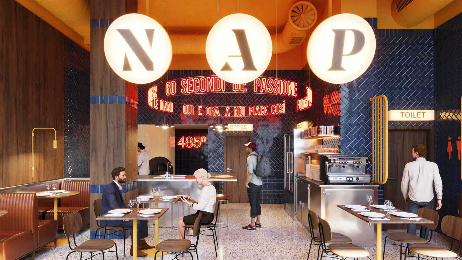 NAP Río, pizzería en Madrid: proyecto de interiorismo de Triscaideca