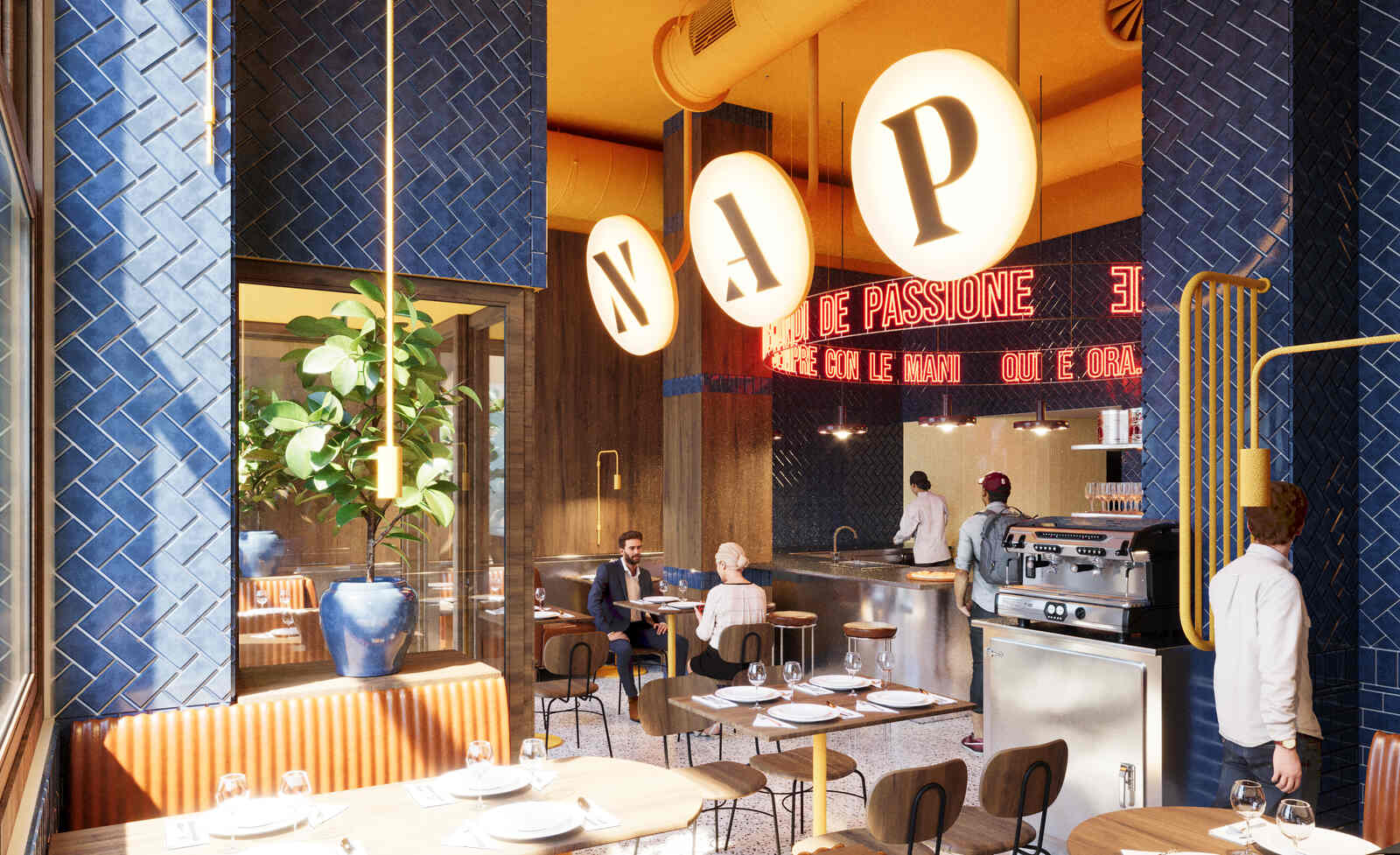 NAP Río, pizzería en Madrid. Interiorismo de Triscaideca (foto 3)